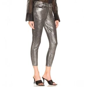 NWT FRAME Denim Women's Le High Skinny Crop Jeans Chrome Noir Size 24